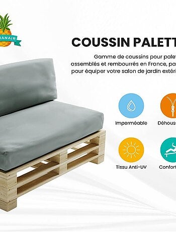 Coussin Palette Déhoussable Imperméable Dossier - Bananair