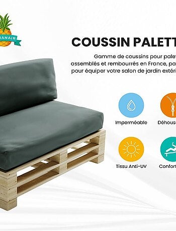Coussin Palette Déhoussable Imperméable Dossier - Bananair