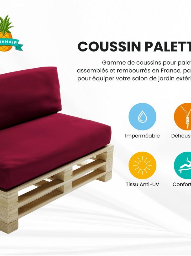 Coussin Palette Déhoussable Imperméable Dossier - Bananair Rouge - Kiabi