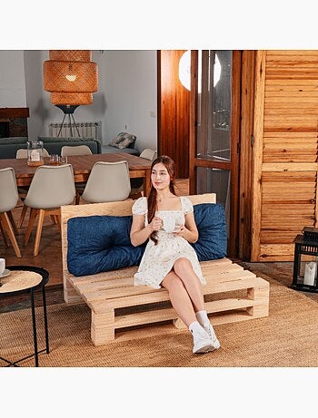 Coussin palette dossier en polyester 120x40x15 cm