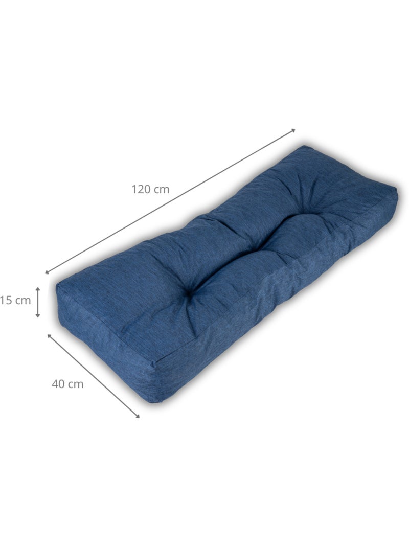 Coussin palette dossier en polyester 120x40x15 cm Bleu - Kiabi