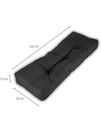 Coussin palette dossier en polyester 120x40x15 cm