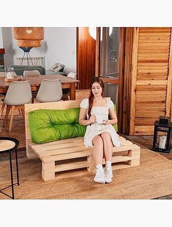 Coussin palette dossier en polyester 120x40x15 cm