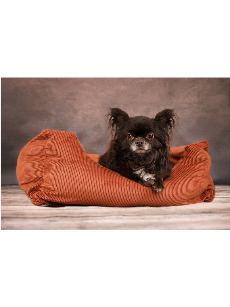 Coussin panier côtelé Rectangle Orange - Kiabi