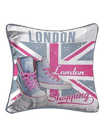 Coussin passepoil 40 x 40 cm Londres girly