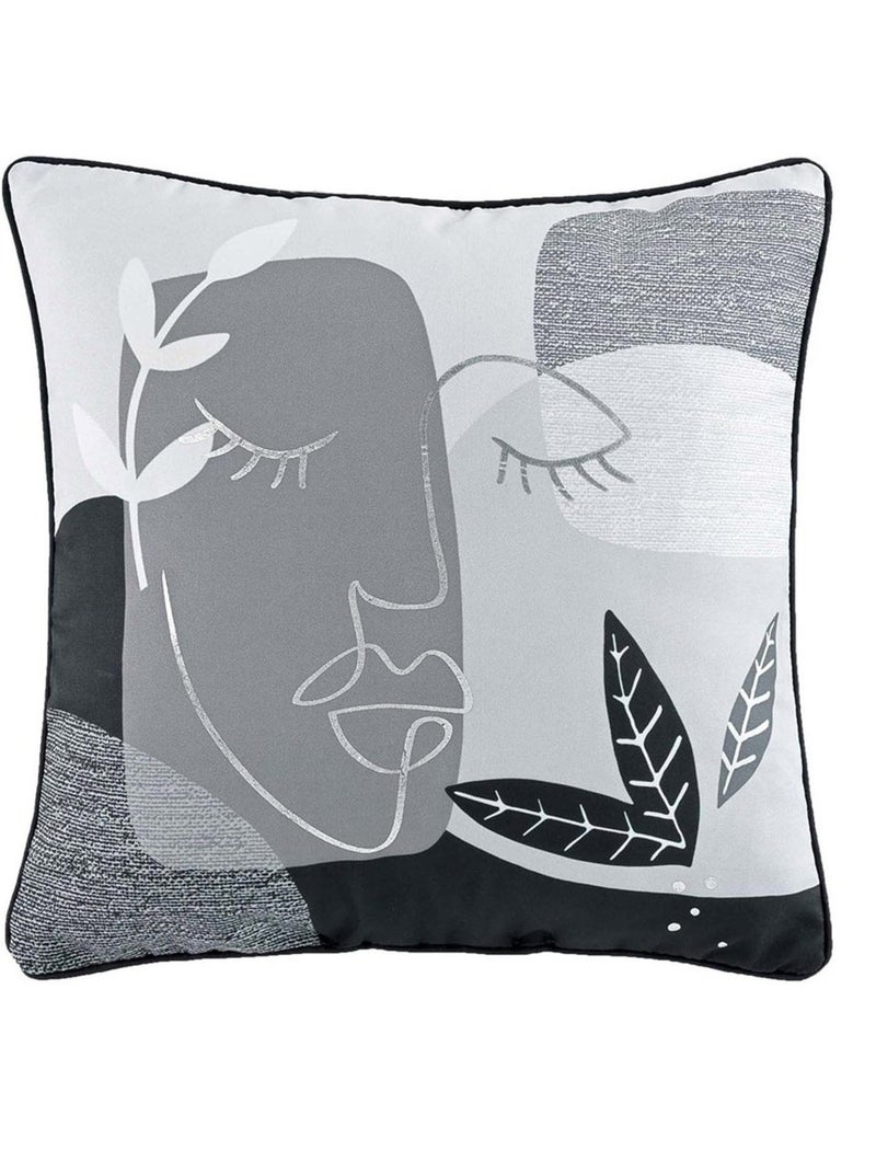 Coussin passepoil 40x40 métallisé Arty line blanc anthracite Blanc - Kiabi