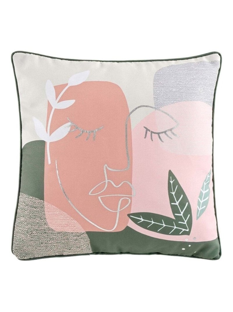Coussin passepoil 40x40 métallisé Arty line rose kaki Rose - Kiabi