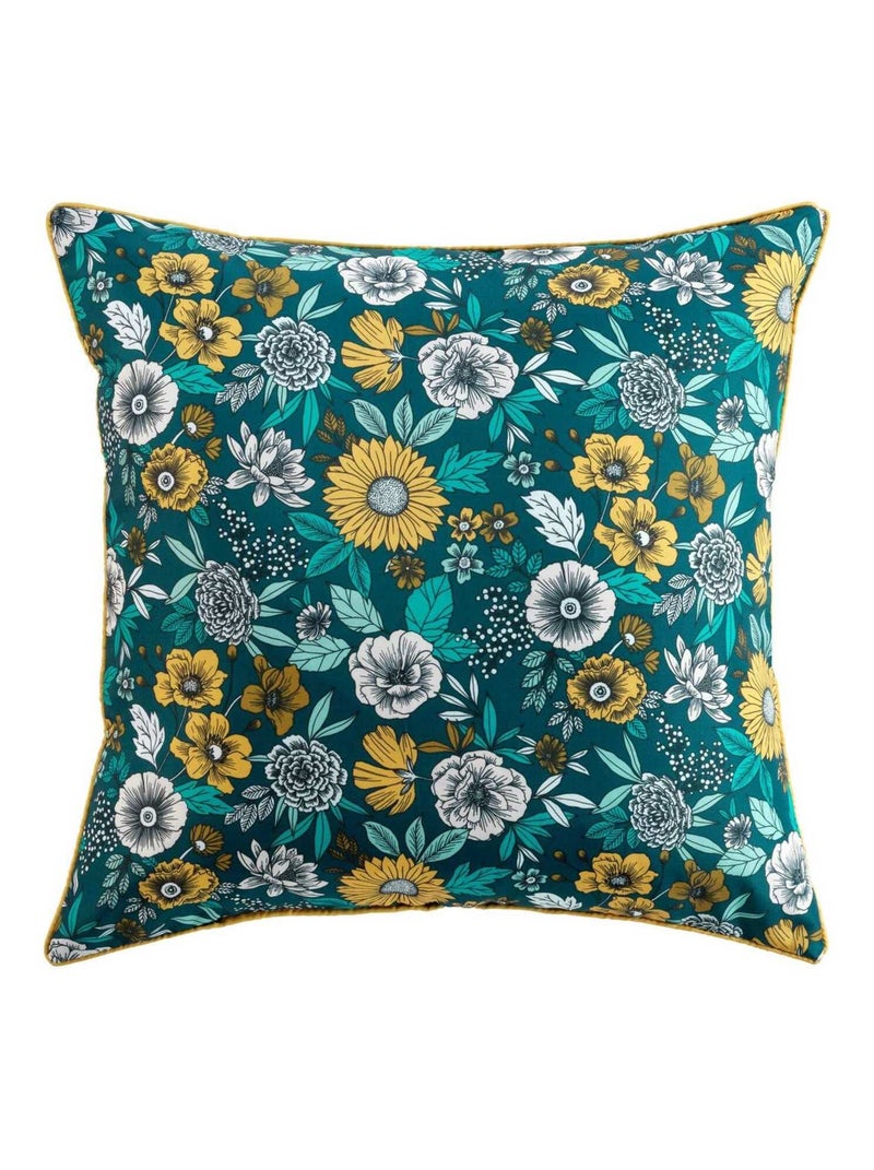 Coussin passepoil 60x60 Bohoflora bleu Bleu - Kiabi