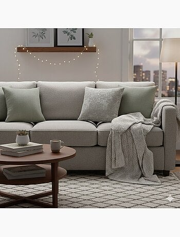 Coussin Passepoil Adamo Jacquard Gris 60 x 60 cm