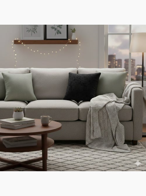 Coussin Passepoil Adamo Jacquard Noir 60 x 60 cm - Kiabi