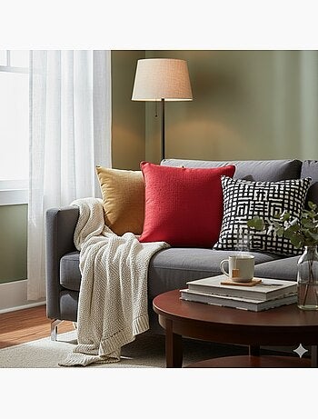 Coussin Passepoil Adamo Jacquard Rouge 60 x 60 cm