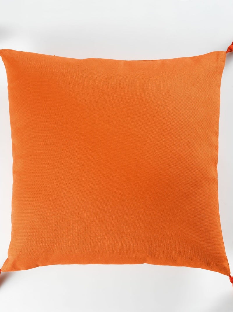 Coussin Passepoil avec Pompons coton Uni Popsys Orange 40 x 40 cm Orange - Kiabi