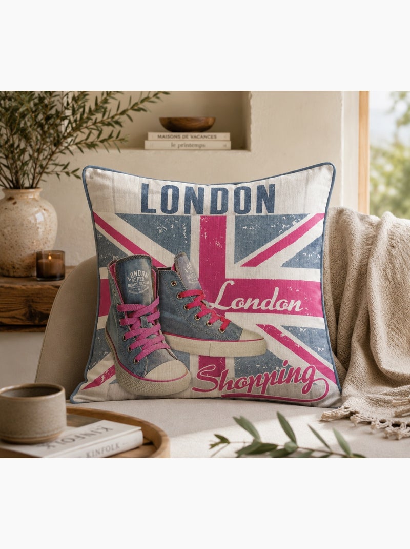 Coussin passepoil londres girly Gris clair - Kiabi