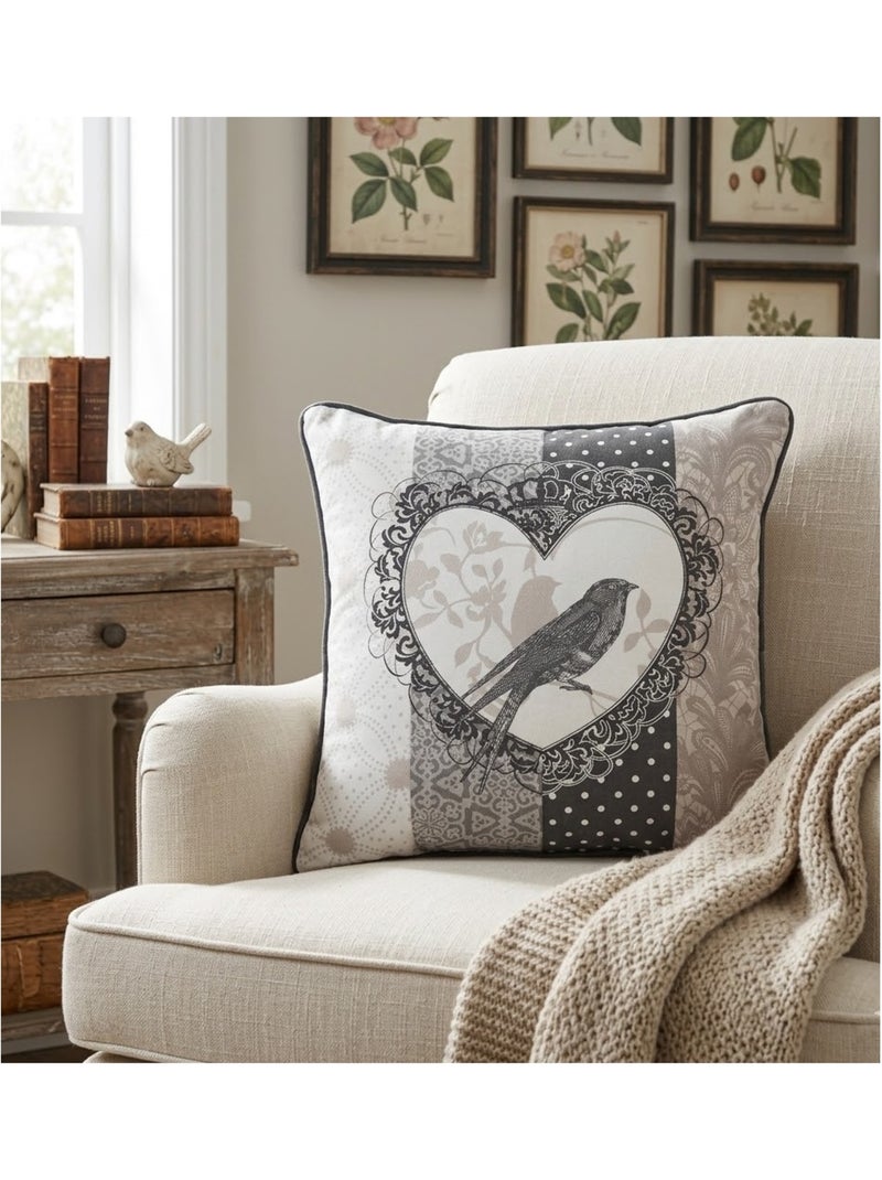 Coussin passepoil Love Bird Gris - Kiabi