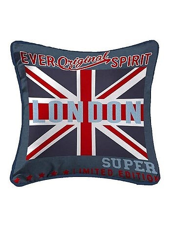 Coussin Passepoil polyester imprime Modele Londres 40 x 40 cm