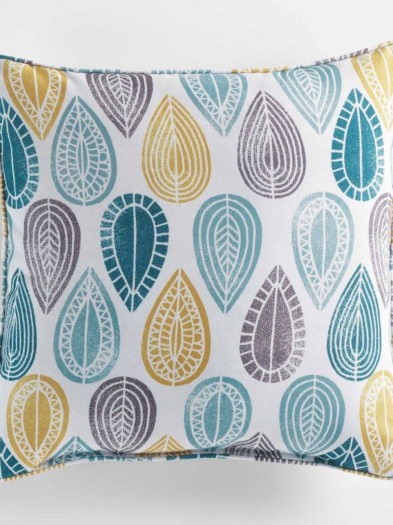 Coussin Passepoil polyester imprime Modele Palpito Blanc 40 x 40 cm Bleu - Kiabi