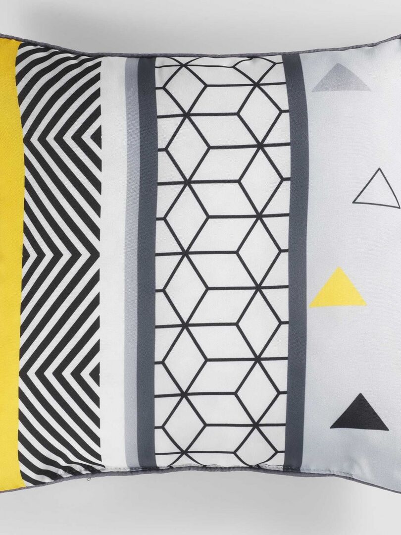 Coussin Passepoil polyester imprime Modele Yellow Mix 40 x 40 cm Jaune - Kiabi