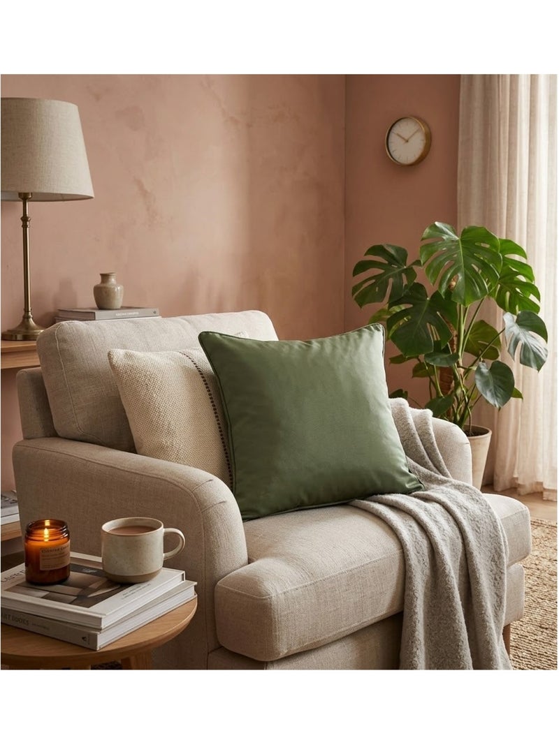 Coussin passepoil uni Essentiel Kaki - Kiabi