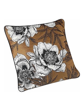 Coussin passepoilé aux impressions florales