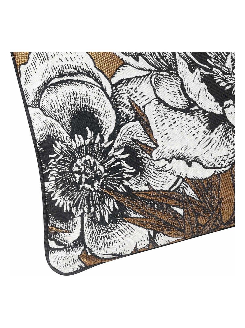 Coussin passepoilé aux impressions florales Jaune moutarde - Kiabi