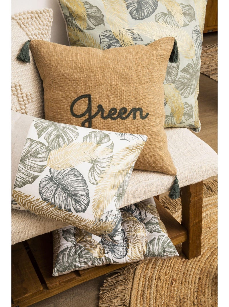 Coussin passepoilé aux notes dorées Vert - Kiabi
