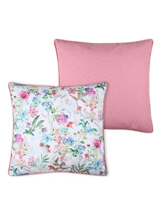 Coussin passepoilé imprimé fleurettes