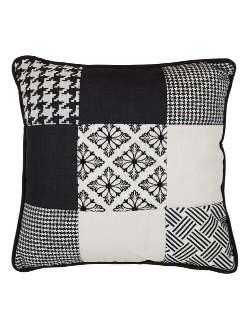 Coussin patchwork noir et blanc déhoussable 40x40 cm - Kiabi