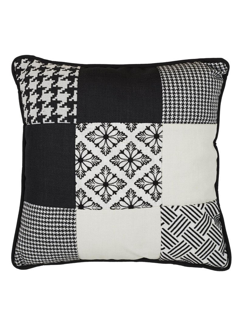 Coussin patchwork noir et blanc déhoussable 40x40 cm Blanc Noir - Kiabi
