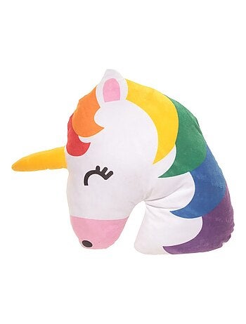 Coussin Peluche Emoji Licorne arc-en-ciel