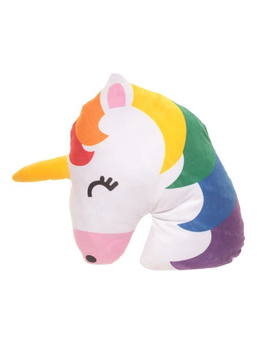 Coussin Peluche Emoji Licorne arc-en-ciel - Kiabi
