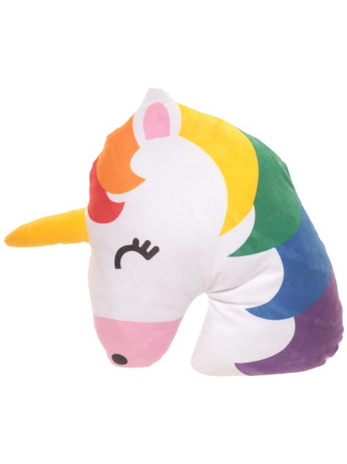 Coussin Peluche Emoji Licorne arc-en-ciel - Kiabi
