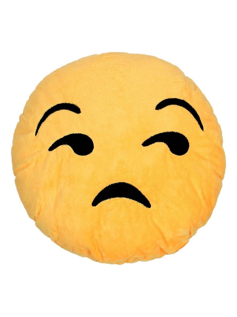 Coussin Peluche Emoji Triste Jaune - Kiabi