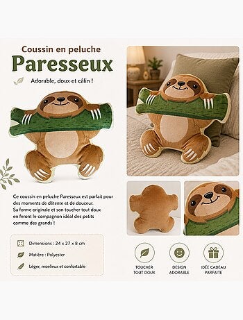 Coussin peluche paresseux