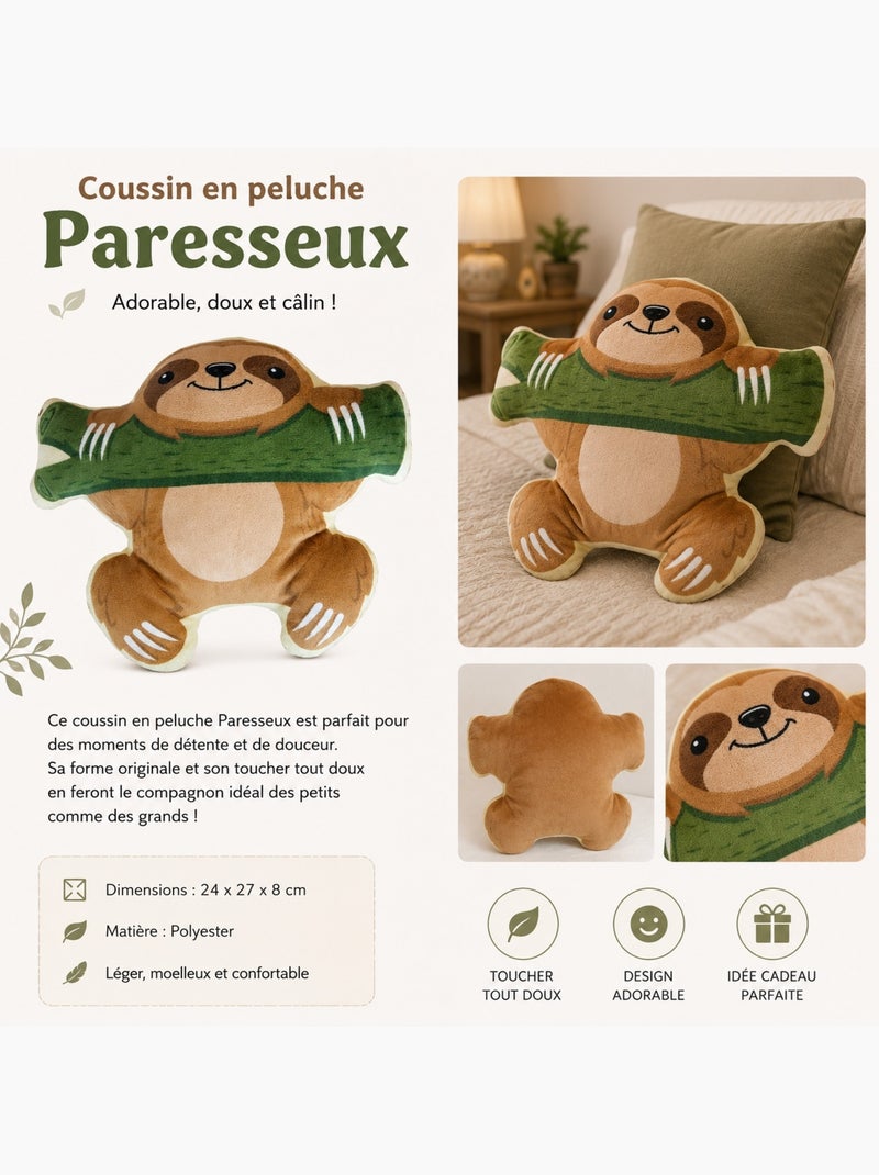 Coussin Peluche Paresseux Beige - Kiabi