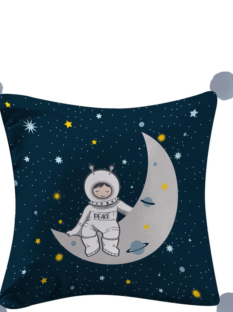 Coussin Petit astronaute a pompons Bleu - Kiabi