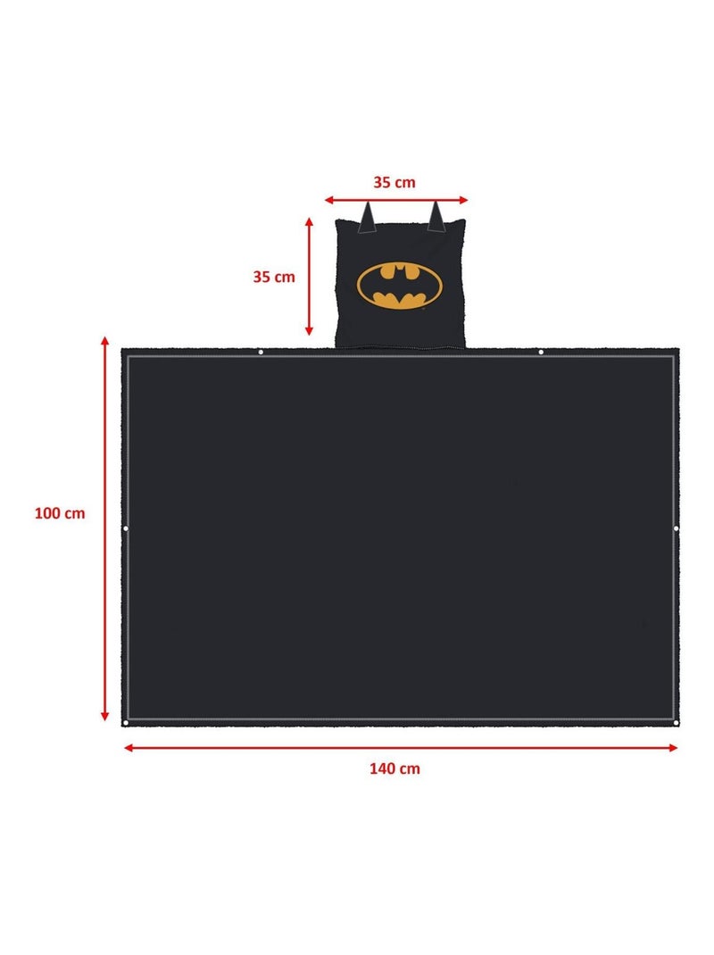 Coussin Plaid 2 en 1 Batman DC Comics 140x100 cm - 100% Polyester Noir - Kiabi