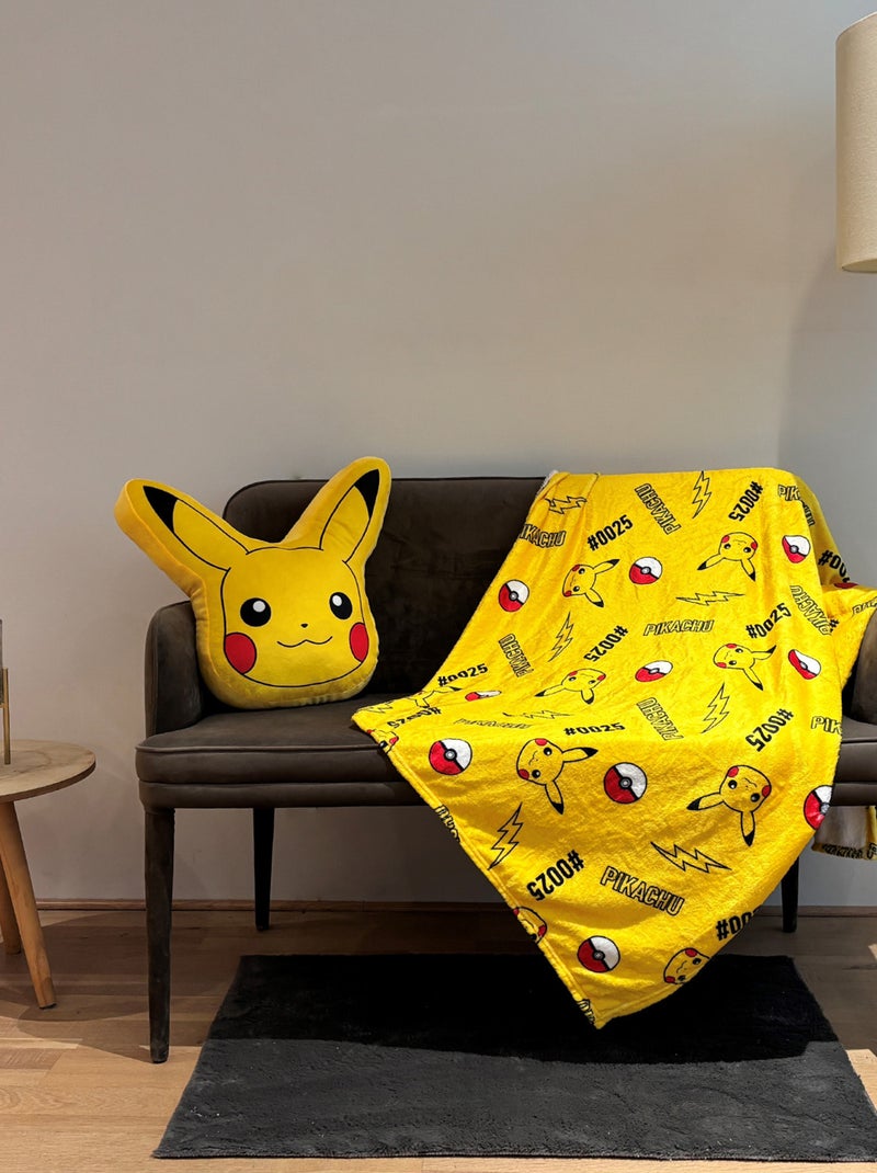 Coussin plaid 2 en 1 Pikachu Pokémon - 100% Polyester Jaune - Kiabi