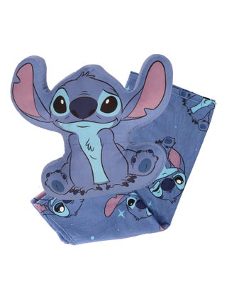 Coussin plaid 2 en 1 Stitch Disney - 100% Polyester - Bleu