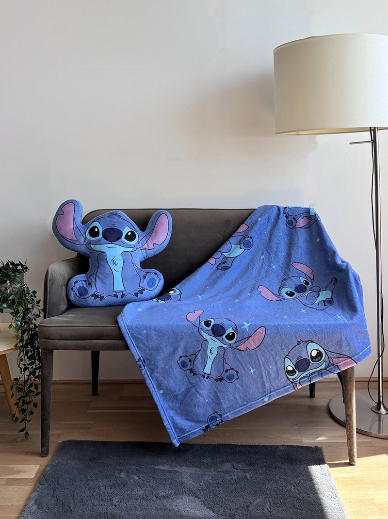 Coussin plaid 2 en 1 Stitch Disney - 100% Polyester Bleu - Kiabi