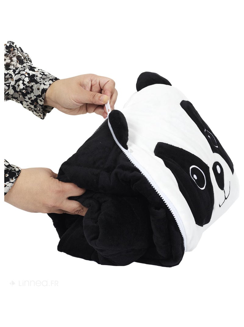 Coussin plaid collection ANIMAUX Panda Noir Blanc - Kiabi
