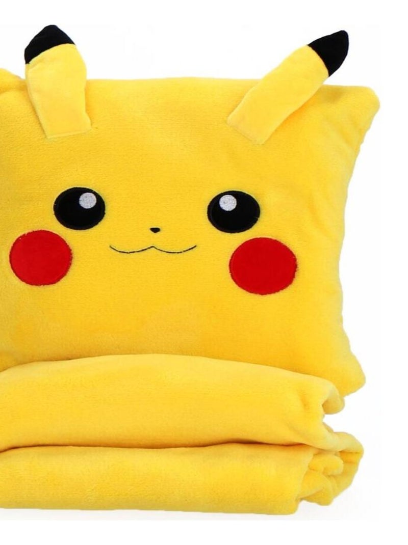 Coussin Plaid Polaire Pokémon Pikachu - 100% Polyester Jaune - Kiabi