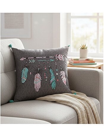 Coussin Plumes été Indien
