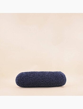 Coussin polochon bouclette bleu 16x38cm