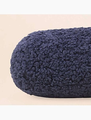 Coussin polochon bouclette bleu 16x38cm