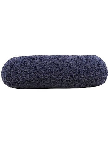 Coussin polochon bouclette bleu 16x38cm