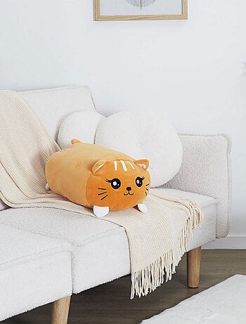 Coussin polochon chat roux