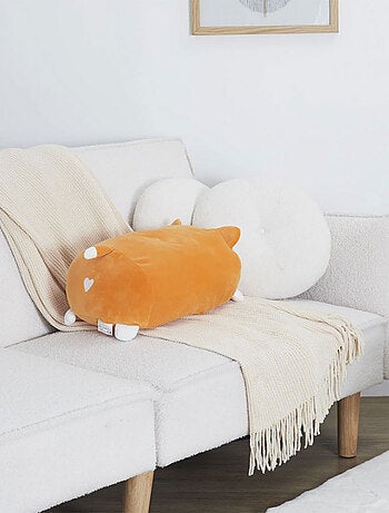 Coussin polochon chat roux
