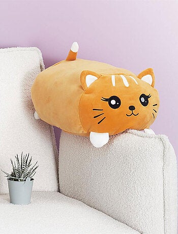 Coussin polochon chat roux