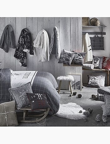 Coussin polochon imprimé a carreaux coton MOUNTAIN