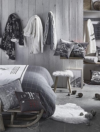 Coussin polochon imprimé a carreaux coton MOUNTAIN